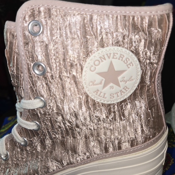 Converse Women's Pink and White Platform Sneakers - Picture 6 of 9